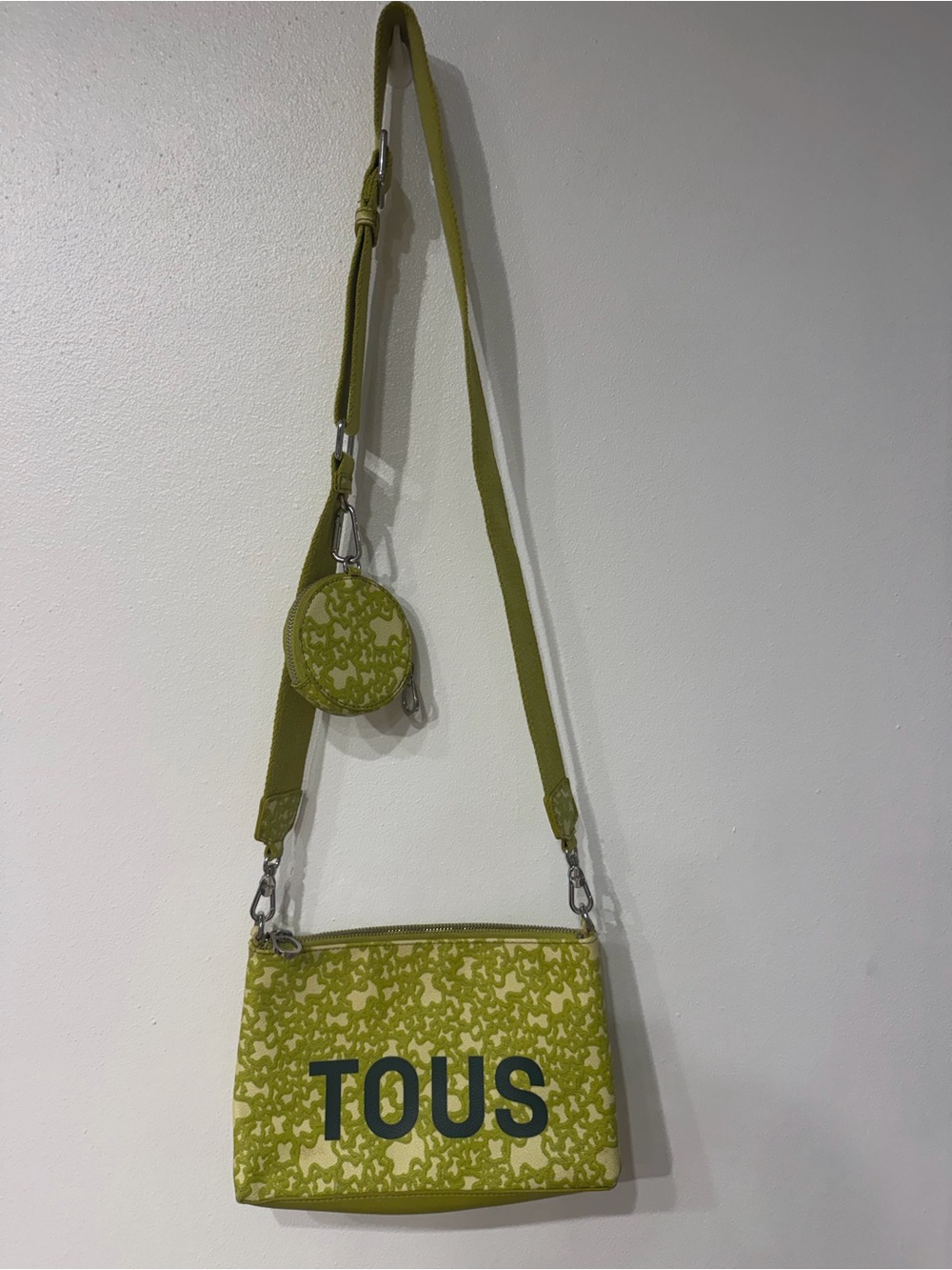 Authentic TOUS Kaos Mini Evolution Crossbody Bag Lime Green With Coin Pouch